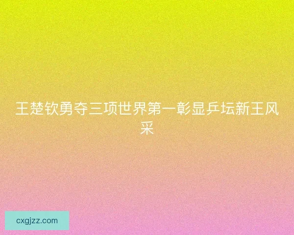 王楚钦勇夺三项世界第一彰显乒坛新王风采