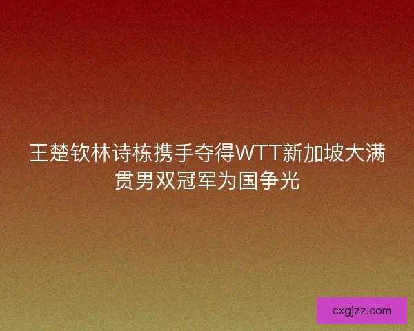 王楚钦林诗栋携手夺得WTT新加坡大满贯男双冠军为国争光 王楚钦林诗栋携手夺得WTT新加坡大满贯男双冠军为国争光