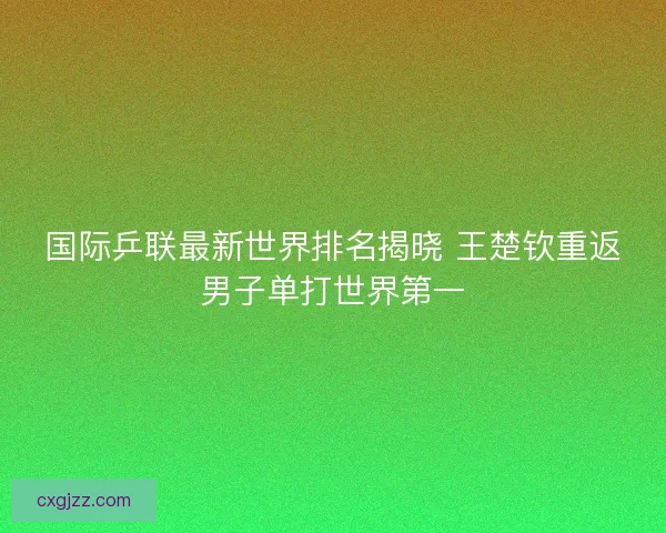 国际乒联最新世界排名揭晓 王楚钦重返男子单打世界第一